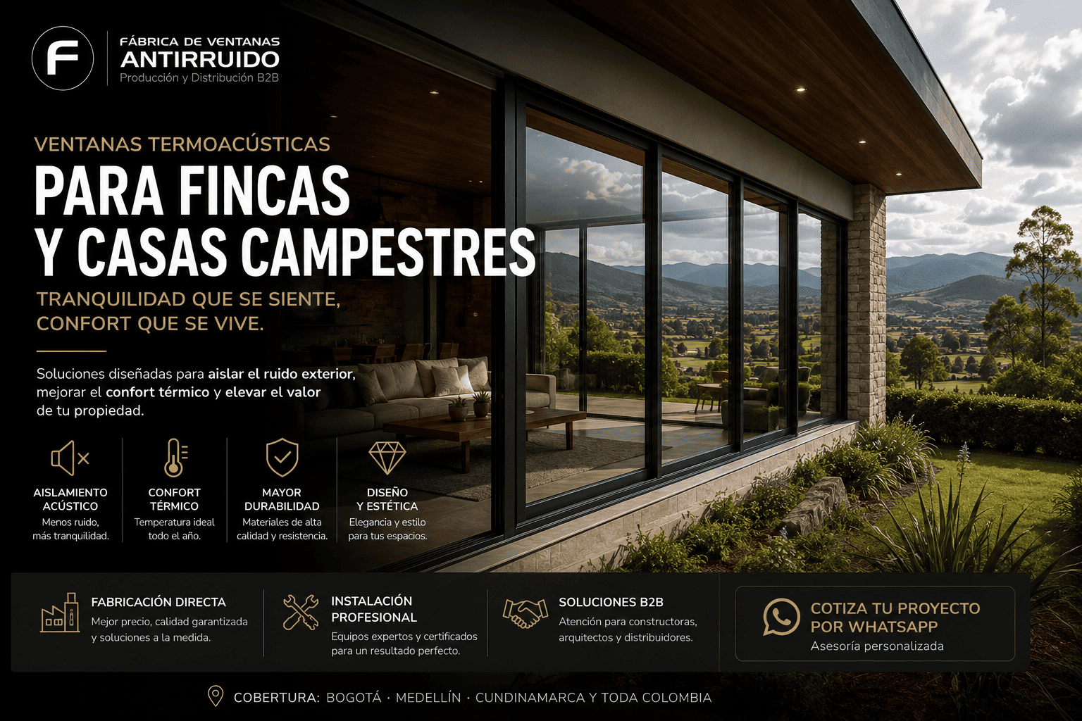 Ventanas termoacústicas para finca en Cundinamarca